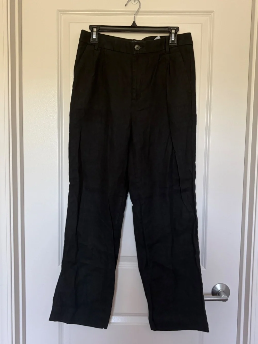 Women's 8 Banana Republic Black Linen Trousers Pleated Front